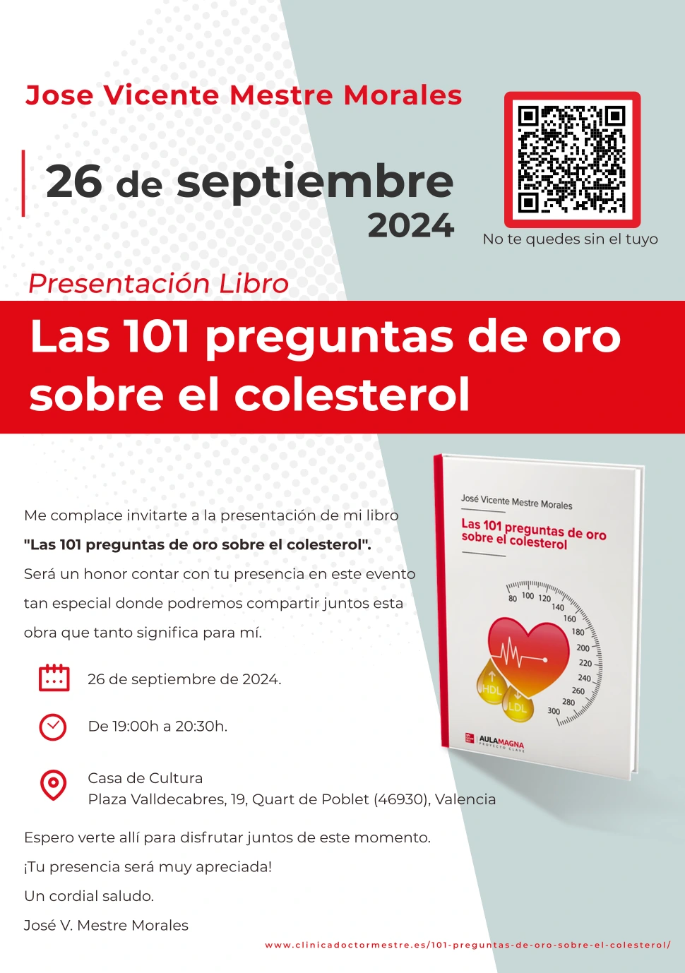 Invitacion presentacion libro Colesterol